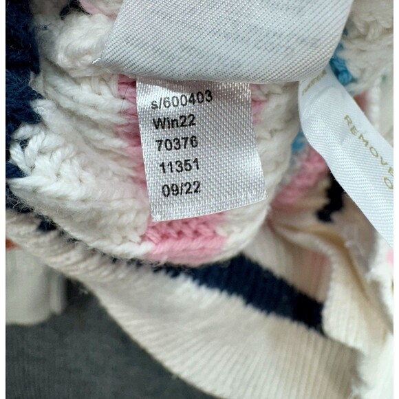 LOFT Chunky Knit Button Cardigan Womens Medium Cream Multicolor Striped V Neck - Picture 6 of 9